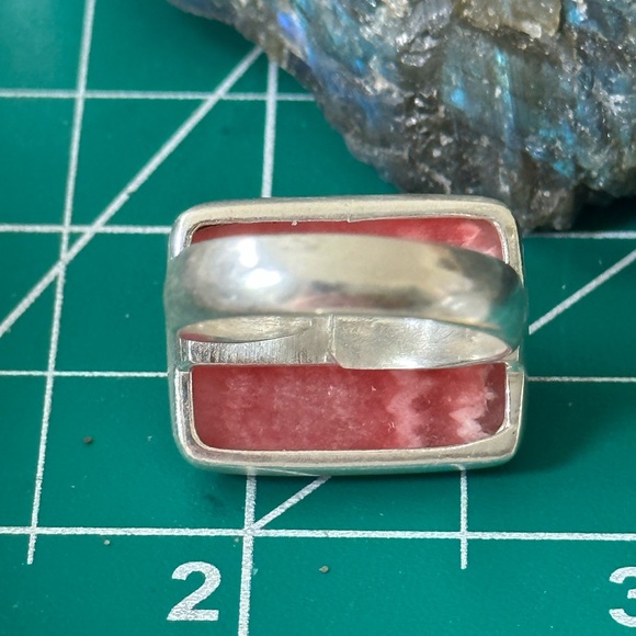 Rhodochrosite moonstone Sterling Silver adjustables ring - Picture 8 of 10